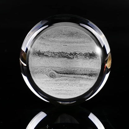 Qianwei 3D Solar System Crystal Ball - 7pcs Space Science Astronomy Gifts Decor Glass Figurines Statue Stuff Planet Lamp for Room Decorations Keepsake Paperweight
