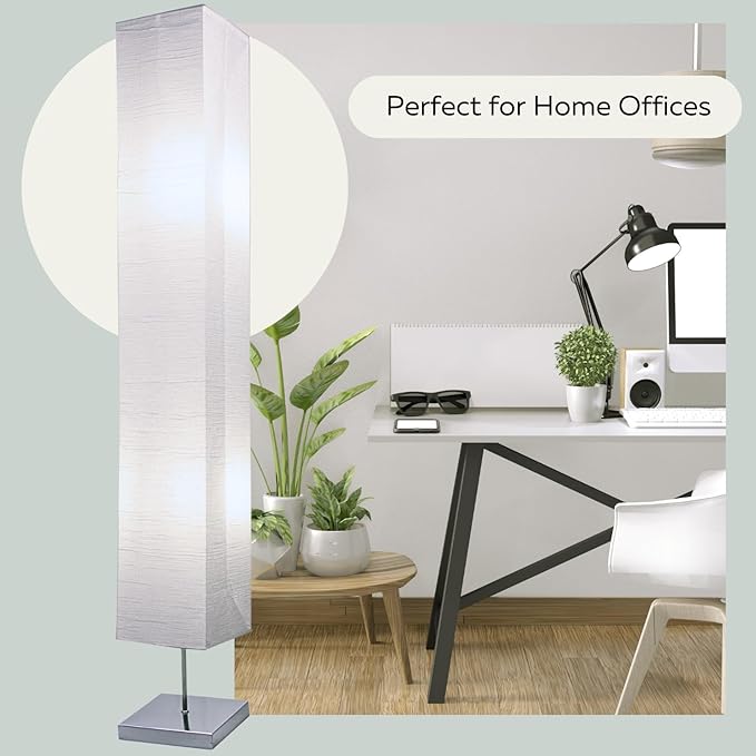 LIGHTACCENTS Home Decor Floor Lamp (Set of 2) 59 Inch Paper Floor Lamp Pair with Polished Chrome Base, Room Decor Lamps for Living Room, Rice Paper Lantern Lights, On/Off Footswitch