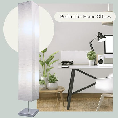 LIGHTACCENTS Home Decor Floor Lamp (Set of 2) 59 Inch Paper Floor Lamp Pair with Polished Chrome Base, Room Decor Lamps for Living Room, Rice Paper Lantern Lights, On/Off Footswitch