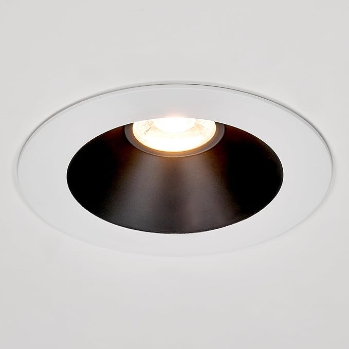 Maxxima 6” Ultra-Thin Recessed Anti-Glare LED Downlight, Canless IC Rated, 1200 Lumens, 5 CCT Select 2700K/3000K/3500K/4000K/5000K, Dimmable, White Trim Black Baffle, 90 CRI, Slim J-Box Included