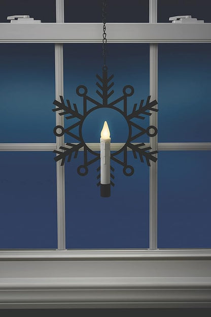 Xodus Innovations CW1500A-4 Battery Powered Metal Snowflake Window Wreath with Warm White Flickering Flameless Candle Light and Automatic Timer, Black and White, Pack of 4