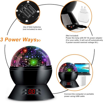 Kids Star Projector Night Light, Star Night Light Projector for Kids, Ceiling Stars Projection Lamp with Timer, 360° Rotating Night Light for Bedroom, Birthday Gift for 3 4 5 Year Old Girls Boys Black