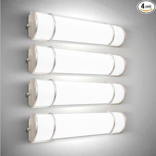 ASD LED 30" Vanity Flush Mount Light Fixture, Linear Bathroom Lighting Bar | 3CCT, Dimmable, Energy Star, ETL Listed | 28W 2425LM 3000-5000K 120V | Long Bath Wall Sconce Over Mirror | Nickel, 4 Pack