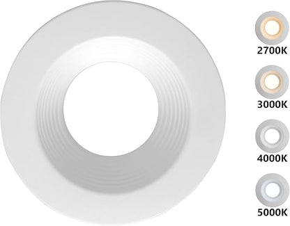NICOR Lighting DLR56 (v5) 5in/6in 800 Lumen Recessed LED Downlight, 2700K White Baffle (DLR565081202KWHBF)