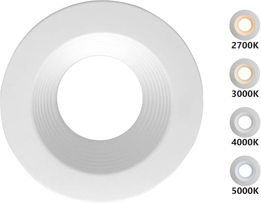 NICOR Lighting DLR56 (v5) 5in/6in 800 Lumen Recessed LED Downlight, 2700K White Baffle (DLR565081202KWHBF)