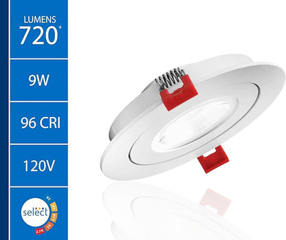 DGF 4-inch White Selectable Canless Floating Gimbal LED Recessed Downlight (DGF43120SRDWH)