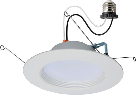 Satco LED Retrofit Downlight with Stepped Baffle, CCT Selectable 2700K/3000K/3500K/4000K/5000K, 5-6 Inch Round (High Lumen), White