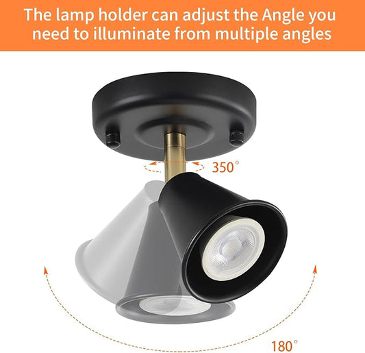 Modern Flush Mount Ceiling Spot Light, Adjustable Directional Head, Black Spot Lights Indoor, Ceiling/Wall Mounted Single Track Light for Living Room, Corridor, Stairs.（2 Pack ）