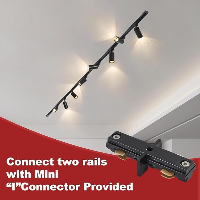 Plug in Track Lighting with Power Cord, 4-Light GU10 Track Lighting Kit with 3.3FT H Type Track Lighting Rails, Modern Kitchen LED Track Lighting Fixtures Ceiling Spot Light, Black (No Bulbs)