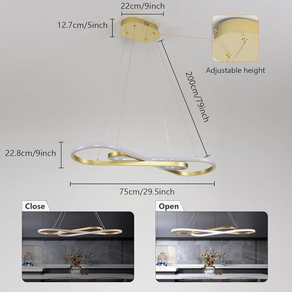 Gold Modern Chandelier for Dining Room,Creative Modern Led Pendant Light for Kitchen Island