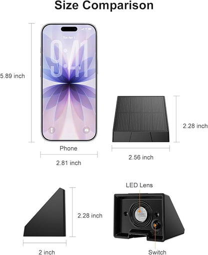 16 Pack Solar Powered Fence Lights Outdoor Wall Mount Decorative Waterproof Down LED for Deck, Outside Stairs, Pool Cage, Patio, Backyard, Garden, Bright 3 Color Temperatures Lamp with Easy to Install