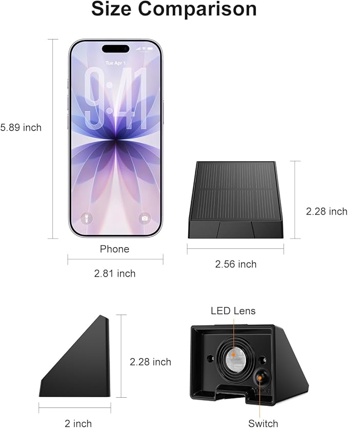 12 Pack Color Changing Solar Powered Fence Light Outdoor Decoration LED Waterproof Landscape Sconce for Exterior Stair, Terrace, Handrail, Patio, Enclosures, Mailbox, Backyard, Easy 1-Min Installation