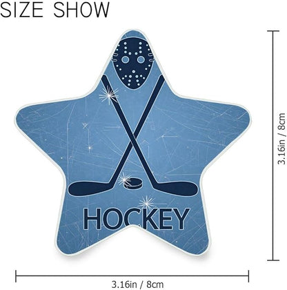 Ice Hockey Sticks and Puck Plug in LED Night Light Lamp with Dusk to Dawn Sensor for Hallway, Kitchen, Bathroom, Bedroom - Star Shaped Decor