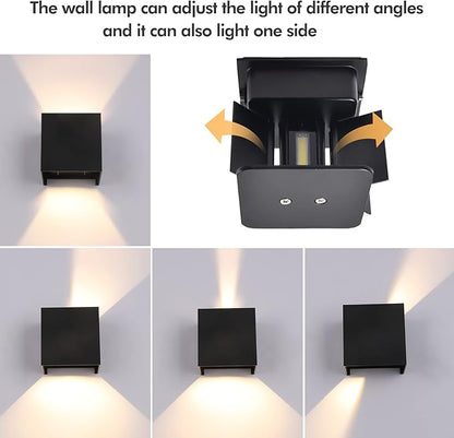 20W LED Outdoor Wall Lights Exterior/Interior,6500K Wall Sconce,Modern Square Aluminum Wall Light,Up and Down Outdoor Lighting Fixtures,IP65 Waterproof Porch Light, ETL Listed(Black-1 Pack)