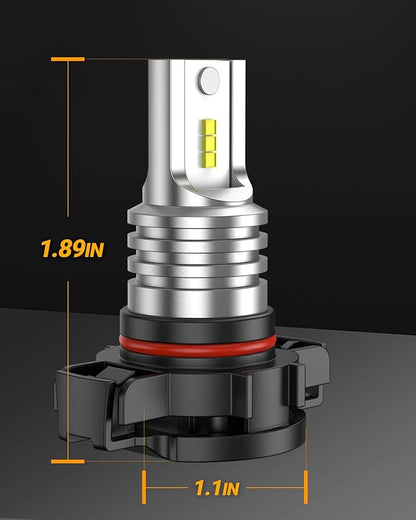 SEALIGHT 5201/5202 LED Fog Light Bulbs, Real 1:1 100% Successful Installation, 6500K Cool White Fog Light Bulb, PS24W/PS19W LED Fog Lights For Cars, Clearance Light Marker Light Plug-N-Play Pack of 2