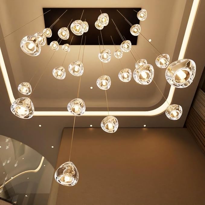 HAIXIANG LED Chandeliers for Living Room Rectangular Light Dining Room Light Dimmable High Ceiling Pendant Lights Fixtures Lighting Chandelier for Foyer Entryway 2700K 6000K Lighting Large