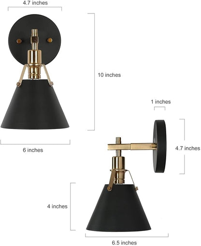 KSANA Black Wall Sconces, Modern Farmhouse Gold Wall Lights for Bedroom, Living Room, Hallway