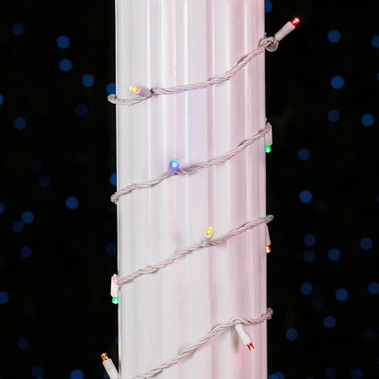 Novelty Lights 25ft Christmas String Lights, 50 Multicolor LED Bulbs on White Wire, 6" Spacing, Connectable Indoor Outdoor Commercial Grade Lighting for Holidays Patio Weddings
