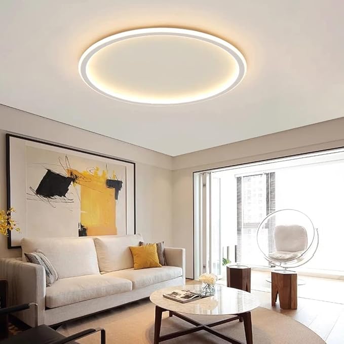 Dimmable LED Ceiling Light Fixture Flush Mount,12" Modern Round Recessed Ceiling Lamp with APP Adjustment,White 3000K-6000K Ceiling Lamp 33W Close to The Ceiling Lighting Living Room Bedroom