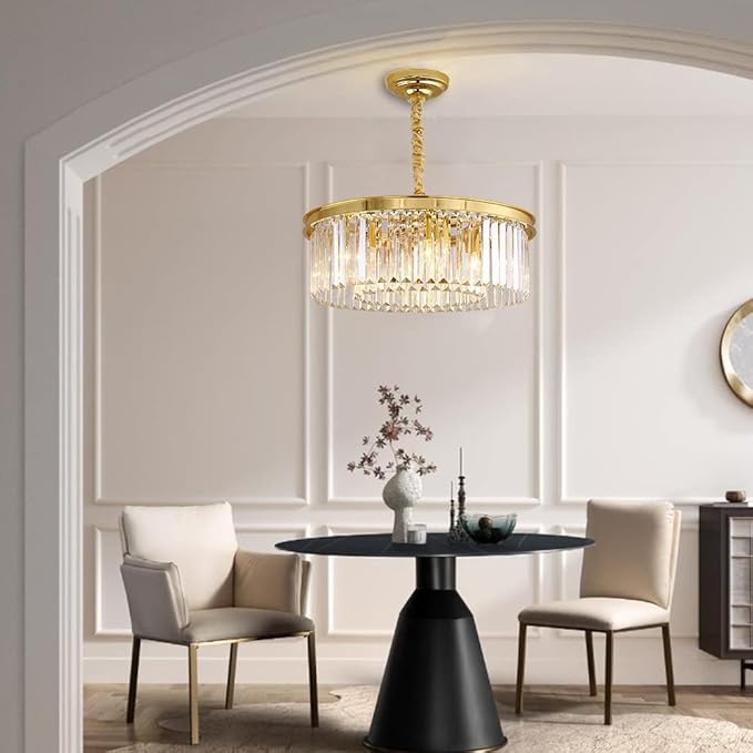 Gold Crystal Chandeliers Modern Contemporary Ceiling Lights Fixtures Pendant Lighting Dining Room Living Room Chandelier D21.6