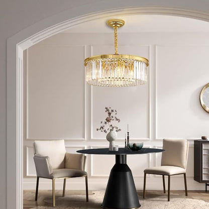 Gold Crystal Chandeliers Modern Contemporary Ceiling Lights Fixtures Pendant Lighting Dining Room Living Room Chandelier D21.6