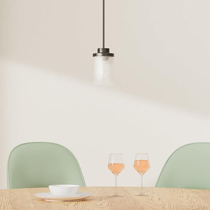 TENGXIN Modern Pendant Light, Matte Black Pendant Lights Kitchen Island,Farmhouse Pendant Lighting for Dining Room Bedroom Bar Office 2Pack,TXPLBK01-2PK