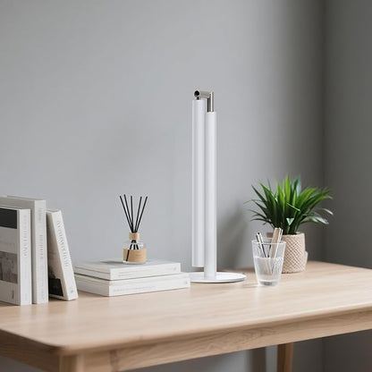 SIBRILLE White LED Desk Lamp, 16" Dimmable Metal Desk Light with Base, 15W 1200LM, Adapter Included, Color & Brightness Adjustable, Modern Tall Table Lamp for Home Office Reading Study Task Laptop