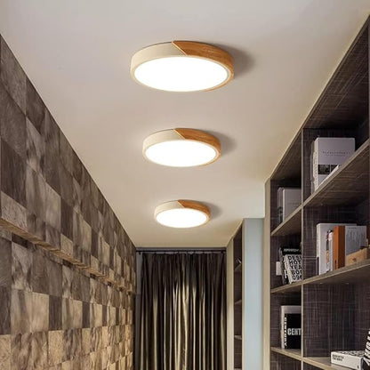 LED Ceiling Light Fixture,24 Inch Modern Wood Recessed Ceiling Lights,Dimmable Light,54W White Close to Ceiling Lighting Flush Mount Living Room Bedroom,3000K-6000K