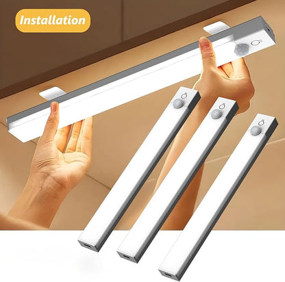 Under Cabinet Lights 4-Inch 12-Pack, USB Rechargeable Motion Sensor Light Indoor 3 Colors, Dimmable Closet Lights Battery Operated, Wireless Under Counter Lights for Kitchen, Shelf