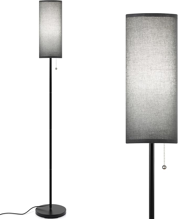 Coucrek Floor Lamp for Living Room, 3 Color Temperature Modern Standing Lamps, Minimalist Floor Lights for Bedroom, Office, Reading,Black