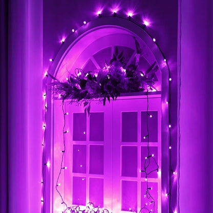 Pooqla Purple Halloween Lights, 200 LED 66 ft Outdoor Halloween String Lights, 8 Modes Waterproof Decorative LED Purple Fairy Lights for Home Yard Patio Wedding Room Party Decoration