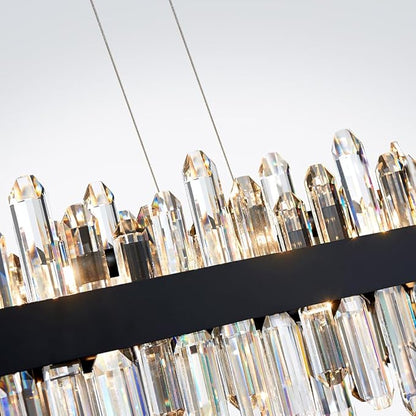 Black Oval Crystal Chandelier L35.4 inch, 20-Lights Chandeliers Modern Crystal Chandelier Pendant Light Fixture G9 Lights Pendant Ceiling Light for Dining Living Room Kitchen Island