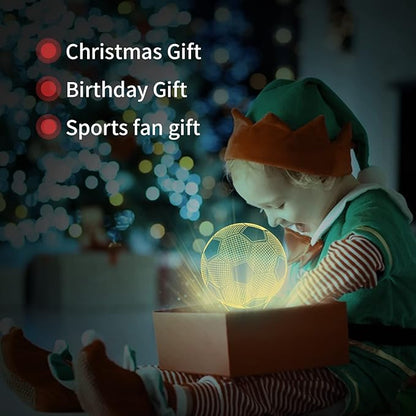 BASSI Soccer Gifts 3D Night Light,16 Colors Changing Touch/Remote Contro, World Cup 2026 Night Light Decor, Soccers 3D Illusion Lamp, Birthday Gifts for Boys Girls, Soccer Stuff Room Decor