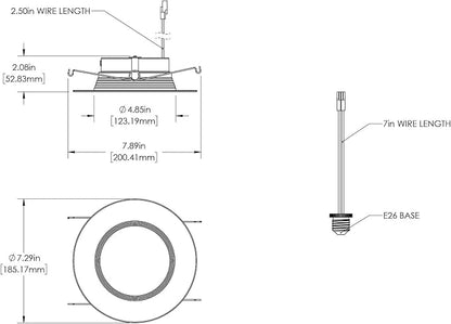 TCP LEDDR56BVCCT5 5/6 Inch LED Beveled Downlight - 50,000 Hour Life, Selectable CCT 27K-50K, 1400 Lumens, 14W, TRIAC Dimmable, E26 Adapter, UL Approved for Damp Locations, Easy Install Ceiling Light