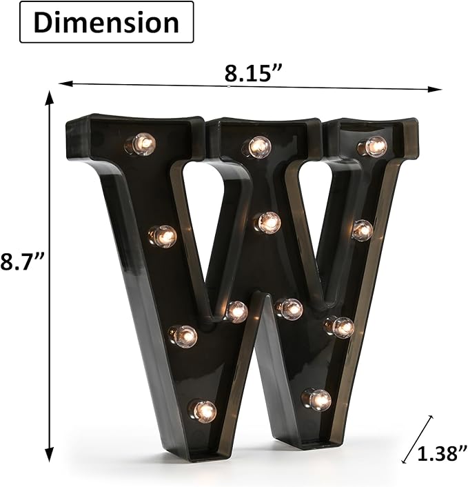 OYCBUZO Light Up Black Alphabet Marquee Letters Sign LED Marquee Number Lights Sign for Night Light Home Bar Christmas Lamp Birthday Party Wedding Decoration W