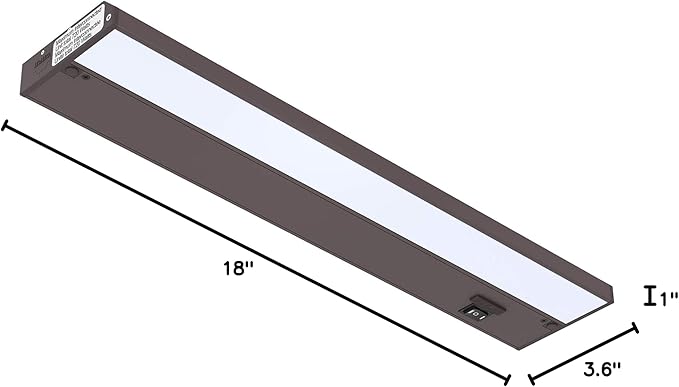 Getinlight 18-inch 3 Color Levels LED Under Cabinet Lighting, Hardwired or Plugged-in, Selectable White 2700K/3000K/4000K, Dimmable, Bronze Finished, IN-0210-2-BZ