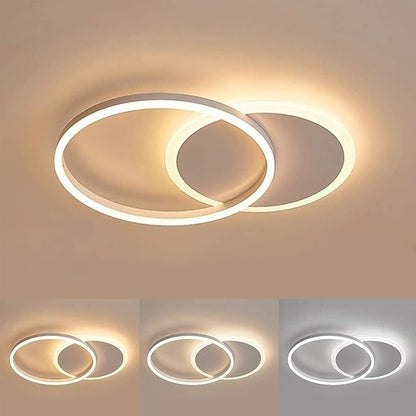 33W Double Ring LED Ceiling Light, 21.6 Inch Modern Flush Mount Ceiling Lamp, 3 Color Changeable 3000K-6000K, for Bedroom, Living Room, Kitchen, Hallway