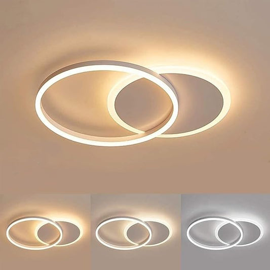 33W Double Ring LED Ceiling Light, 21.6 Inch Modern Flush Mount Ceiling Lamp, 3 Color Changeable 3000K-6000K, for Bedroom, Living Room, Kitchen, Hallway