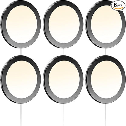 VST Under Cabinet Mini Panel Lighting 3.94inch 12V 2.5W(Total 15W) with Wireless Dimmer Switch, Surface Mount Puck Light for Kitchen Van Truck Car Galley Downlight 6Pack(Round 2700K-6500K)