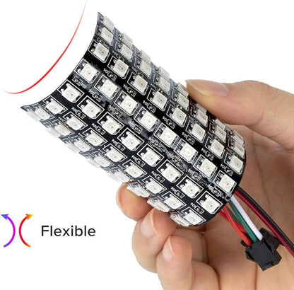 BTF-LIGHTING 2 Pack WS2812B ECO RGB Alloy Wire 5050SMD Individual Addressable 8X8 256 Pixel LED Matrix Panel Flexible FPCB Full Color Work with WLED,SP802E Controller Image Video Text Display DC5V