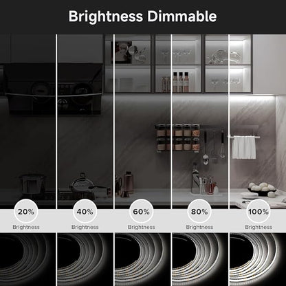 BTF-LIGHTING FCOB COB FOB LED Strip Lights 5V USB Powered 3.28FT 320LEDs Natural White 4000K 8mm Width Dimmable CRI 90+ with 3M Tape Flexible High Density for 3D Printer TV Backlight PC DIY Decor