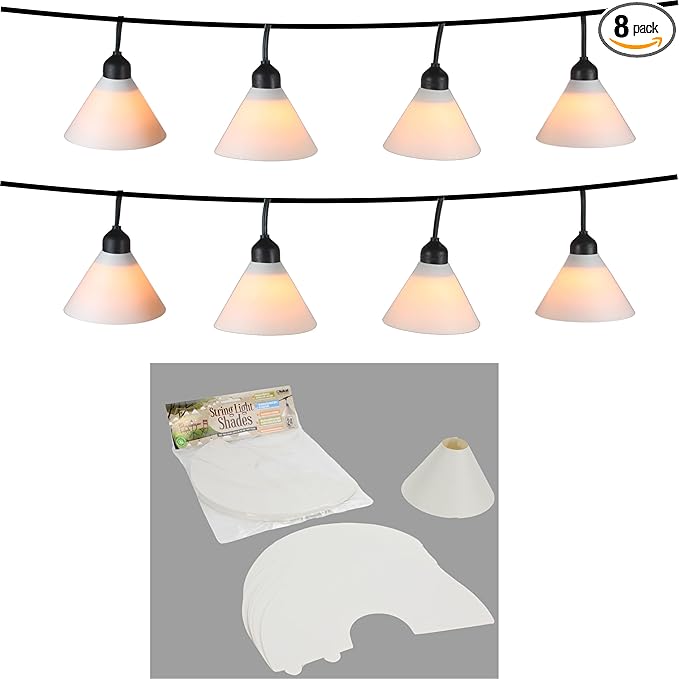 Off White Light Covers for Outdoor Lights – 8 Pack LED Lite Covers Decorative for String Lights – Outdoor Lights Bulb Cover Shades – Patio, Garden, Backyard Party Lighting
