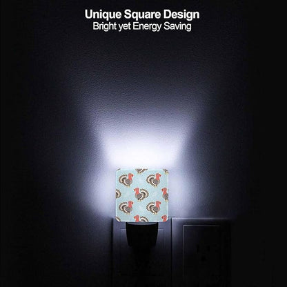 LED Night Light Plug into Wall with Dusk to Dawn Light Sensor White Energy Efficient Cute Cartoon Turkey Nightlight for Bedroom Bathroom Hallway Living Room Kitchen