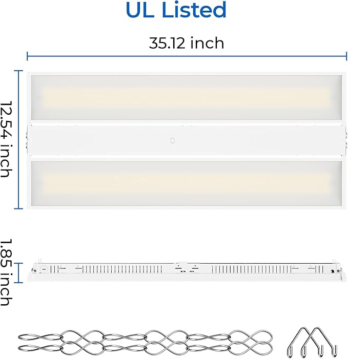 CINOTON 3FT 300W/250W/200W LED Linear High Bay Light, 100-277V Linear Shop Light Commercial, 5000K High Bay LED Shop Lights for Warehouse, Garage Factory, UL Listed 4 Pack