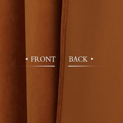 StangH Burnt Orange Curtains, Autumn Fall Decor Elegant Velvet Window Panels, Energy Efficient Super Soft Drapes for Living Room/Cafe/French Door, W52 x L102 inches, 1 Panels