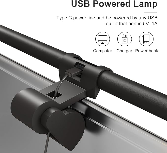 Monitor Light Bar, Fit for Curved/Flat Monitor, Eye-Care USB Reading LED Task Lamp with Touch Control, No Screen Glare Dimmable Desk Lamp Computer Monitor Light Bar for Screen Home Office