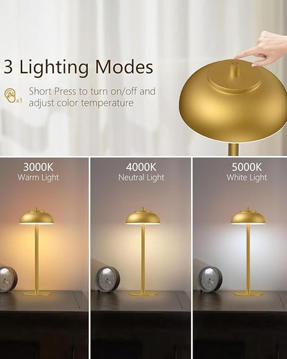4 Pack Gold Led Cordless Table Lamps Rechargeable,Cordless Touch Lamp Battery Operated-Waterproof-for Outdoor Patio/Restaurants/Home/Dinner