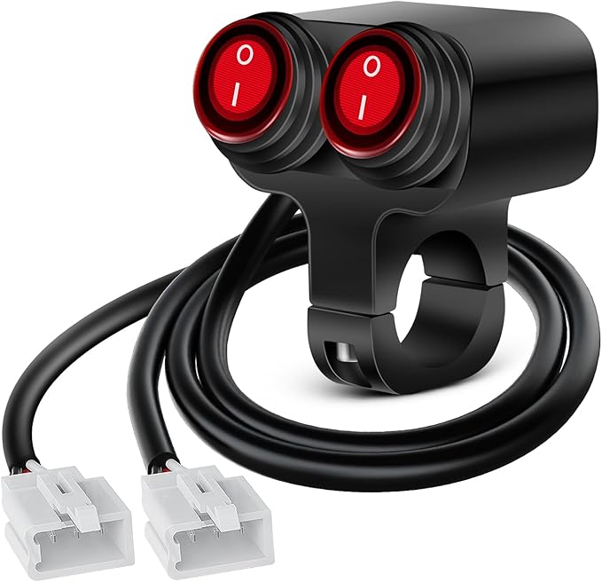 Nilight Motorcycle Handlebar Switch Plug and Play 12V ATV Light Switches Dual Push Button Waterproof ON Off for UTV Driving Lights Fits 22mm Handlebars