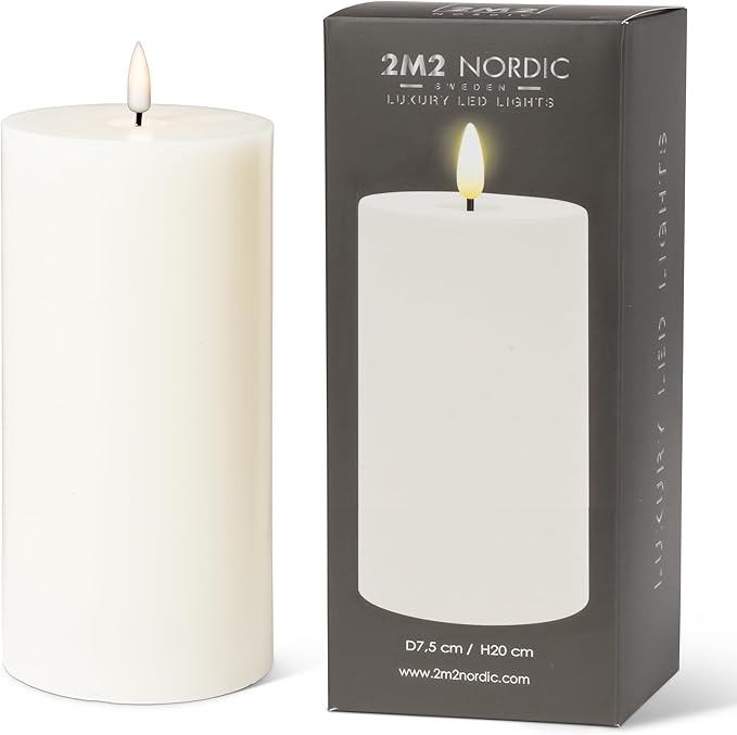 Abbott Collection Wax LED Flameless Pillar Candle - Sand (4x8 H)