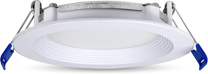 Leviton 4 in. Round Baffle Slim Downlight, 820 Lumens, 5 CCT Color Selectable 2700K-5000K, Dimmable, DBR40-S1W, White